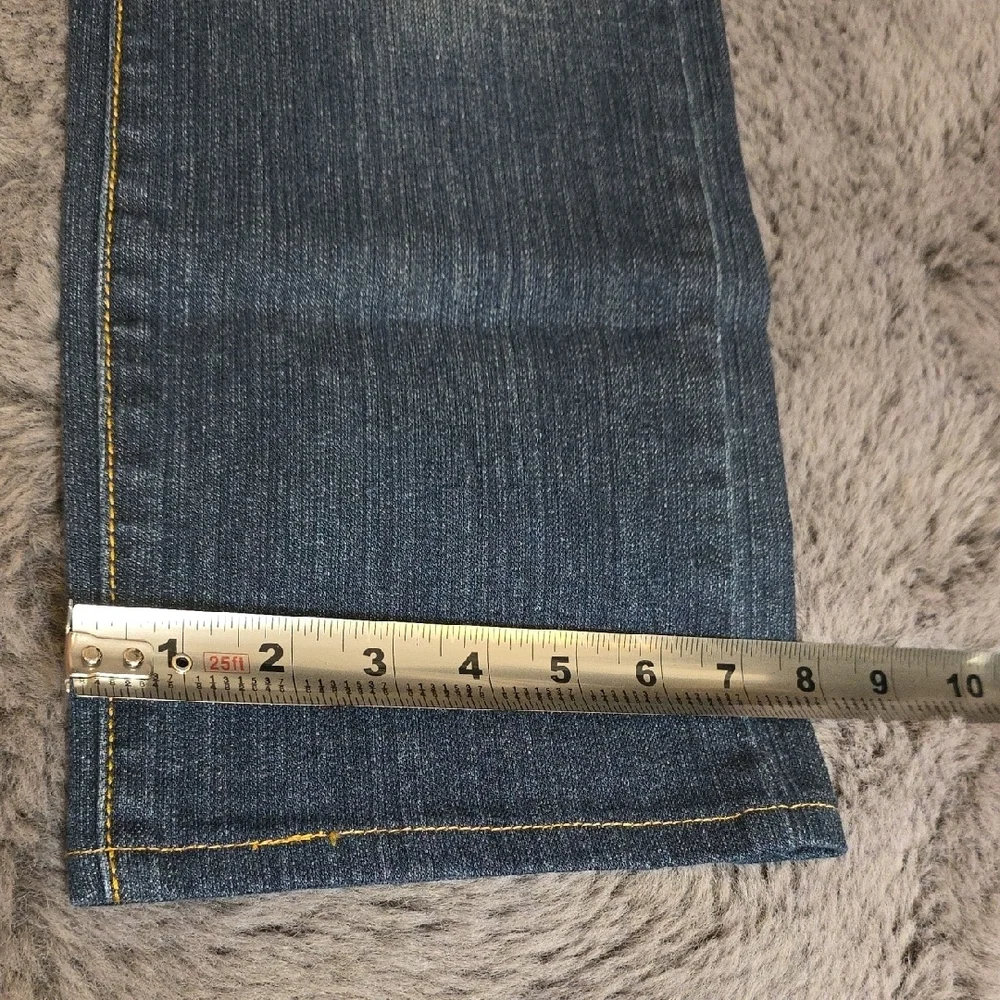 Michael Kors Dark Wash Blue Straight Leg Jeans With Gold Size 12